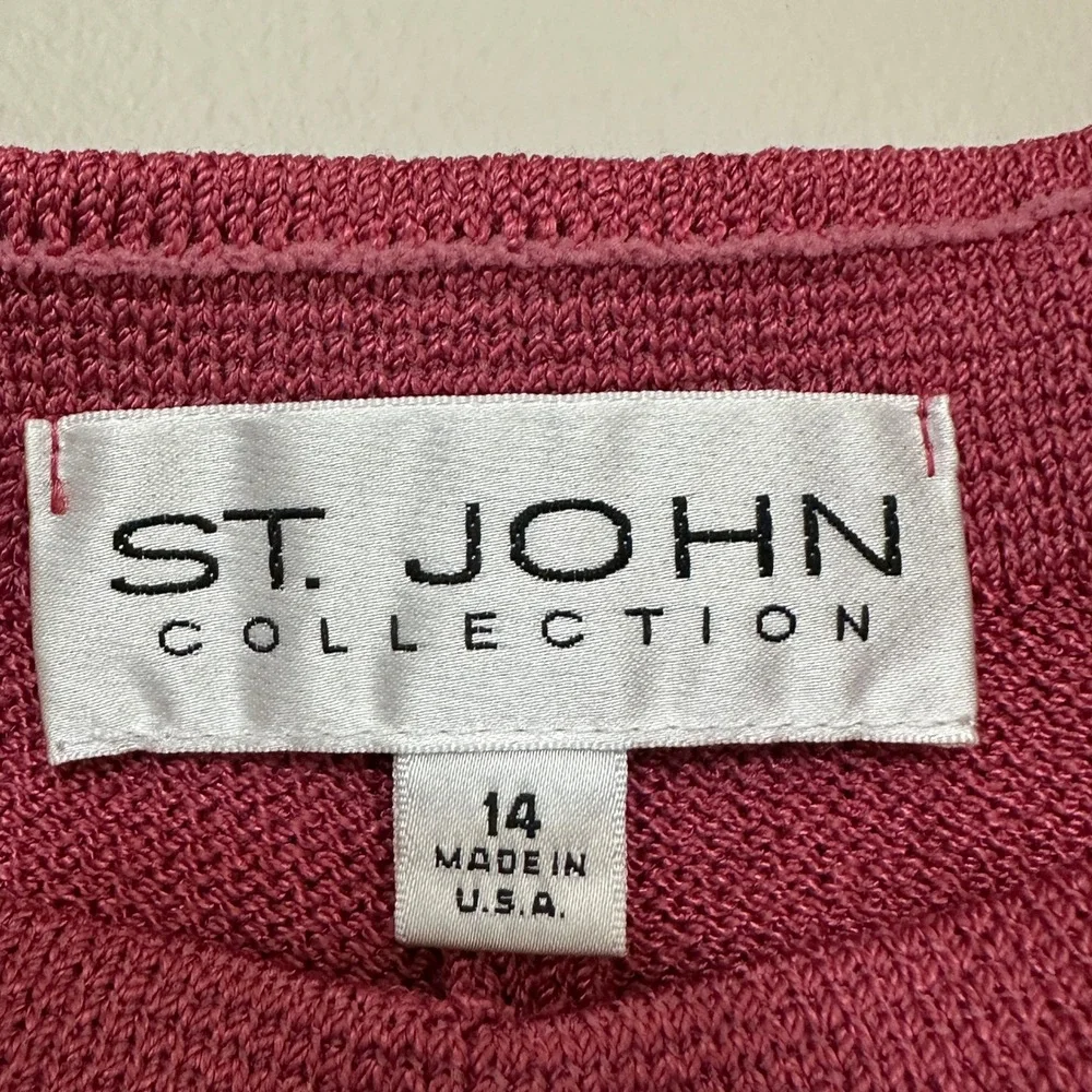 St. John Collection Rose Pink Cropped Wide-Leg Pants